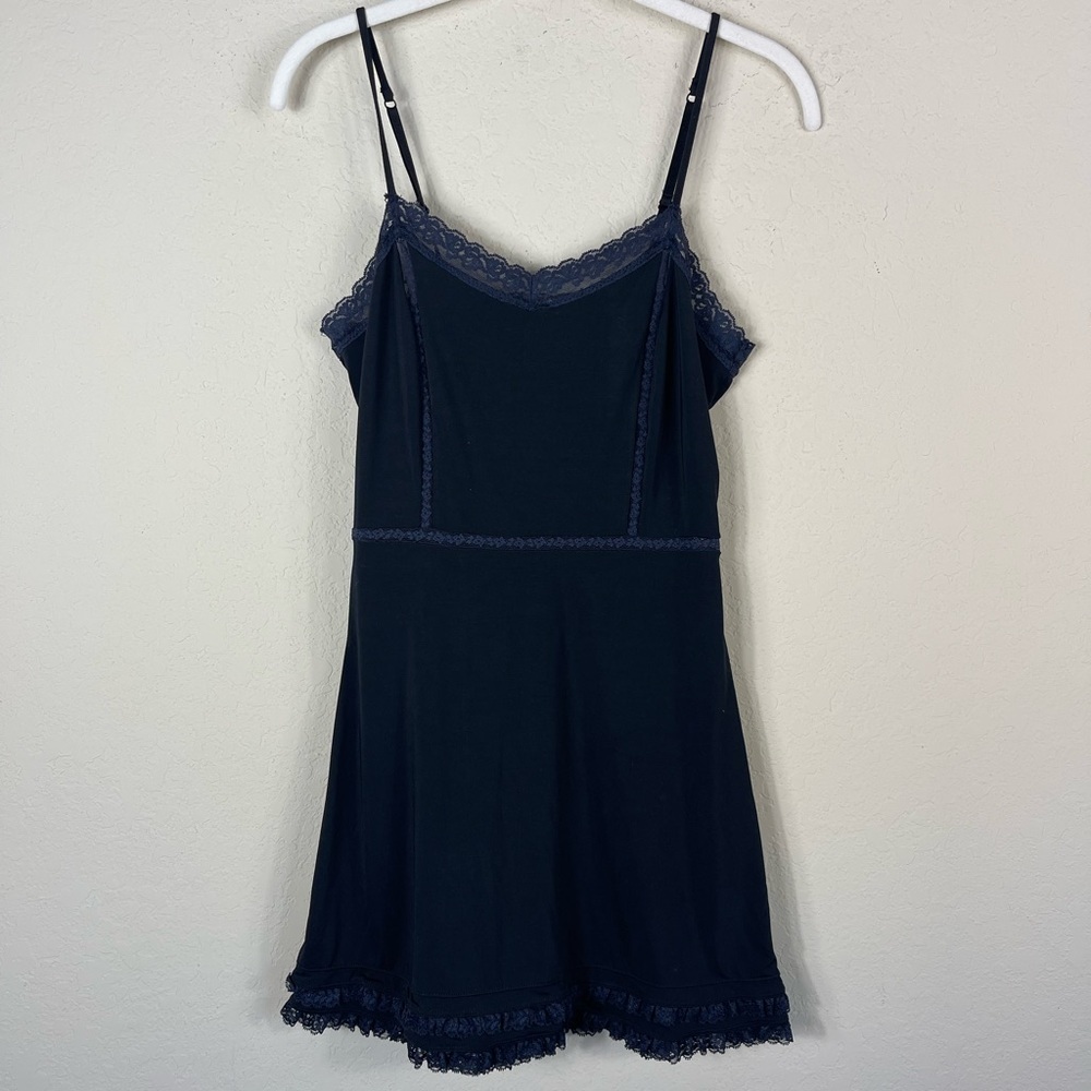 Free People Intimately Vintage Slip Cami Mini Dress Black Womens Size Medium
